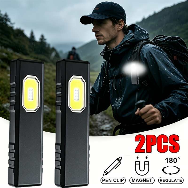 Outdoor Adventure Camp - 2-Pack Portable Magnetic Flashlights, 5 Lighting