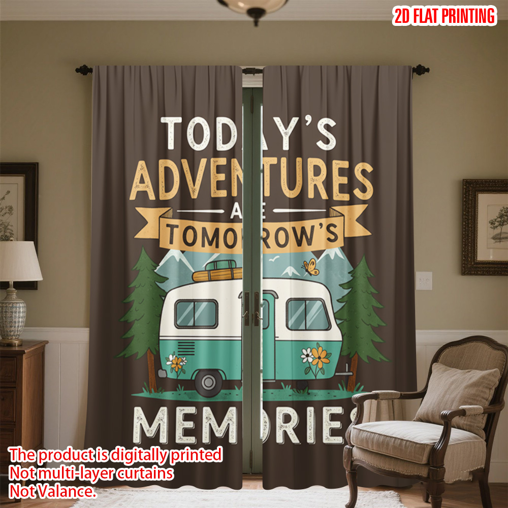 2pcs 2D flat printing Curtain  - Outdoor Adventure Youtube 评论和价格