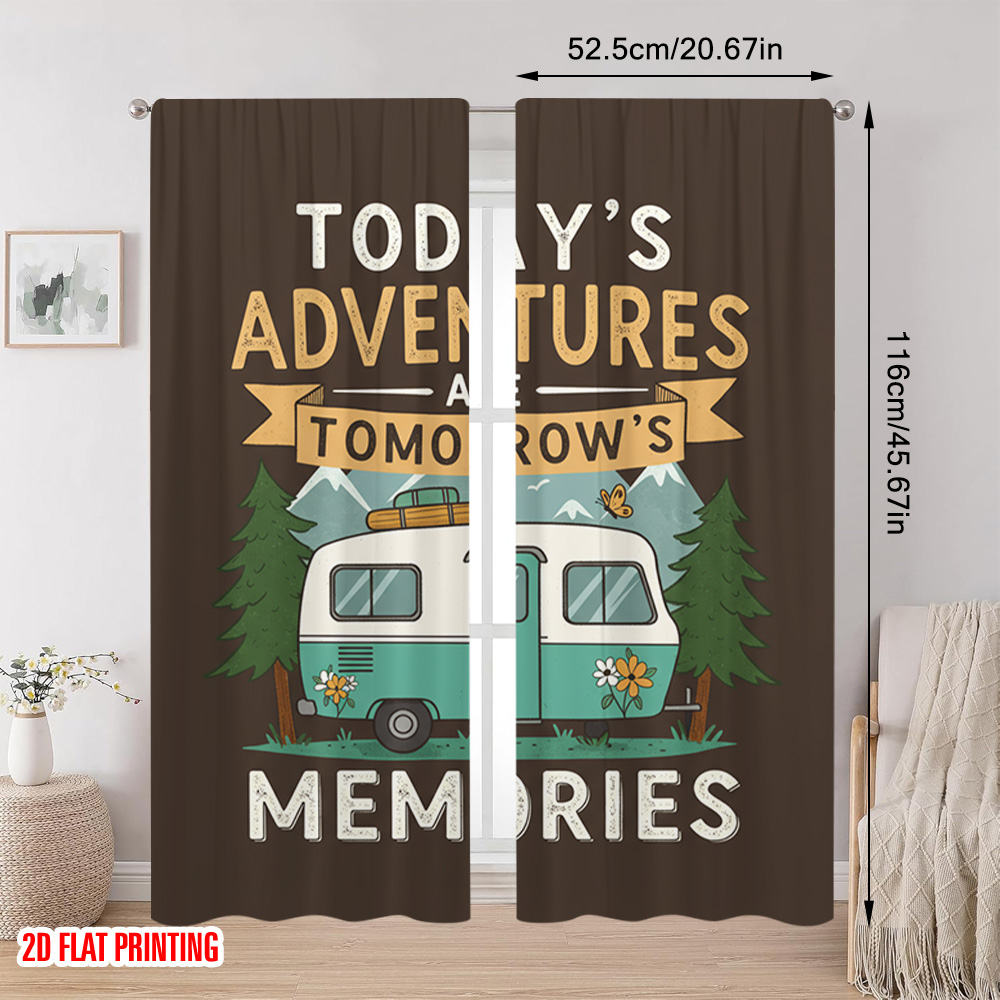 2pcs 2D flat printing Curtain  - Outdoor Adventure Youtube 评论和价格
