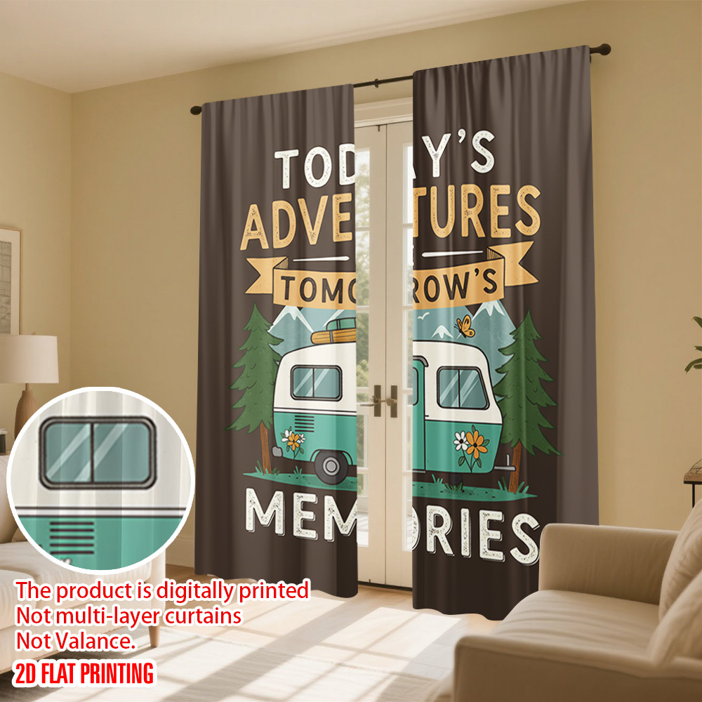 2pcs 2D flat printing Curtain  - Outdoor Adventure Youtube 评论和价格
